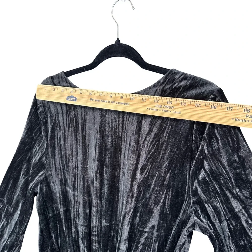 Womens‎ Black Crushed Velvet Bell Sleeve Jumpsuit Y2K Mod Retro Size M